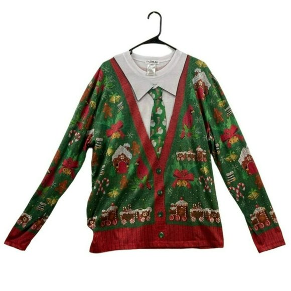 Other - Faux Real Ugly Christmas Shirt "Sweater" Size XL Light Weight Christmas Party